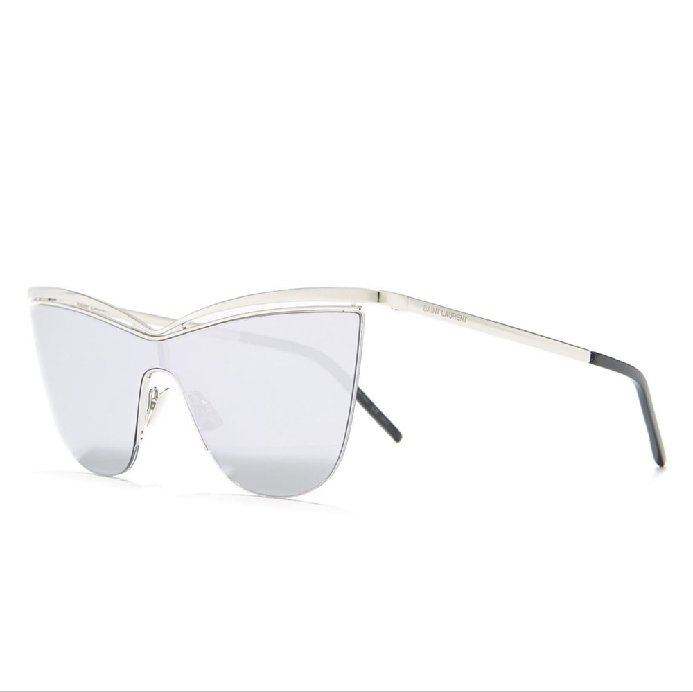 SAINT LAURENT * Women's Silver 60mm Cat Eye Sunglasses, NWT - Picture 3 of 11